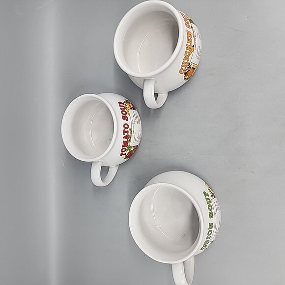 Vintage Dat'l Do-It Soup Bowls Mugs Cups Recipes Set Of 3 Onion Chocken Tomato - Picture 5 of 8